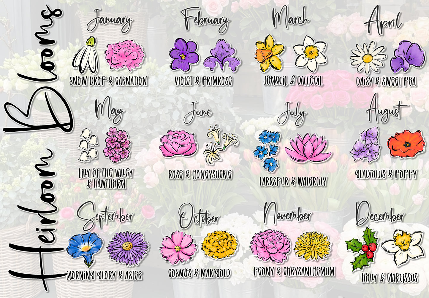 Heirloom Blooms: CUSTOM DIGITAL DESIGN