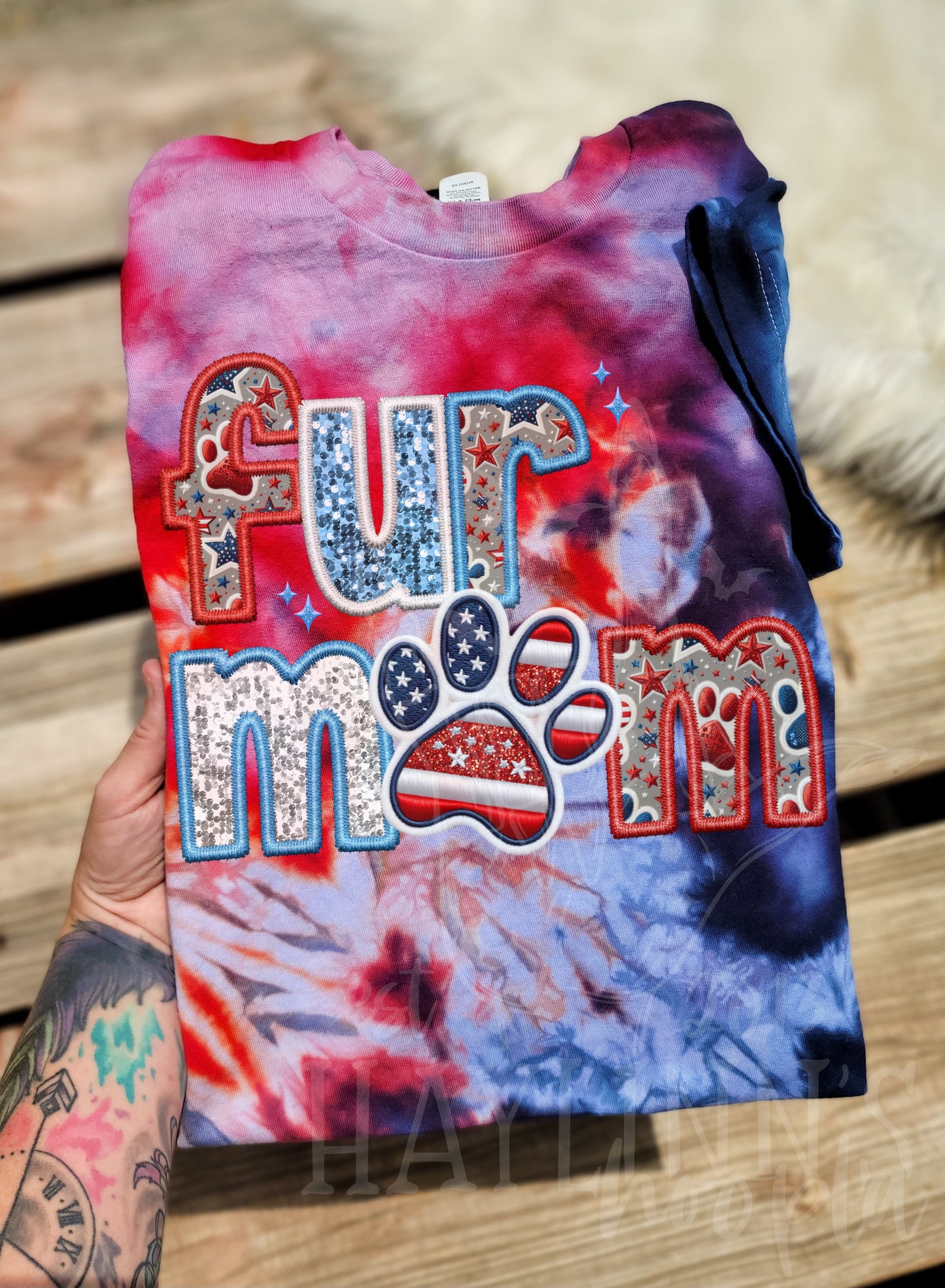 PATRIOTIC Fur Dog Mom {over 100 different options} Tee