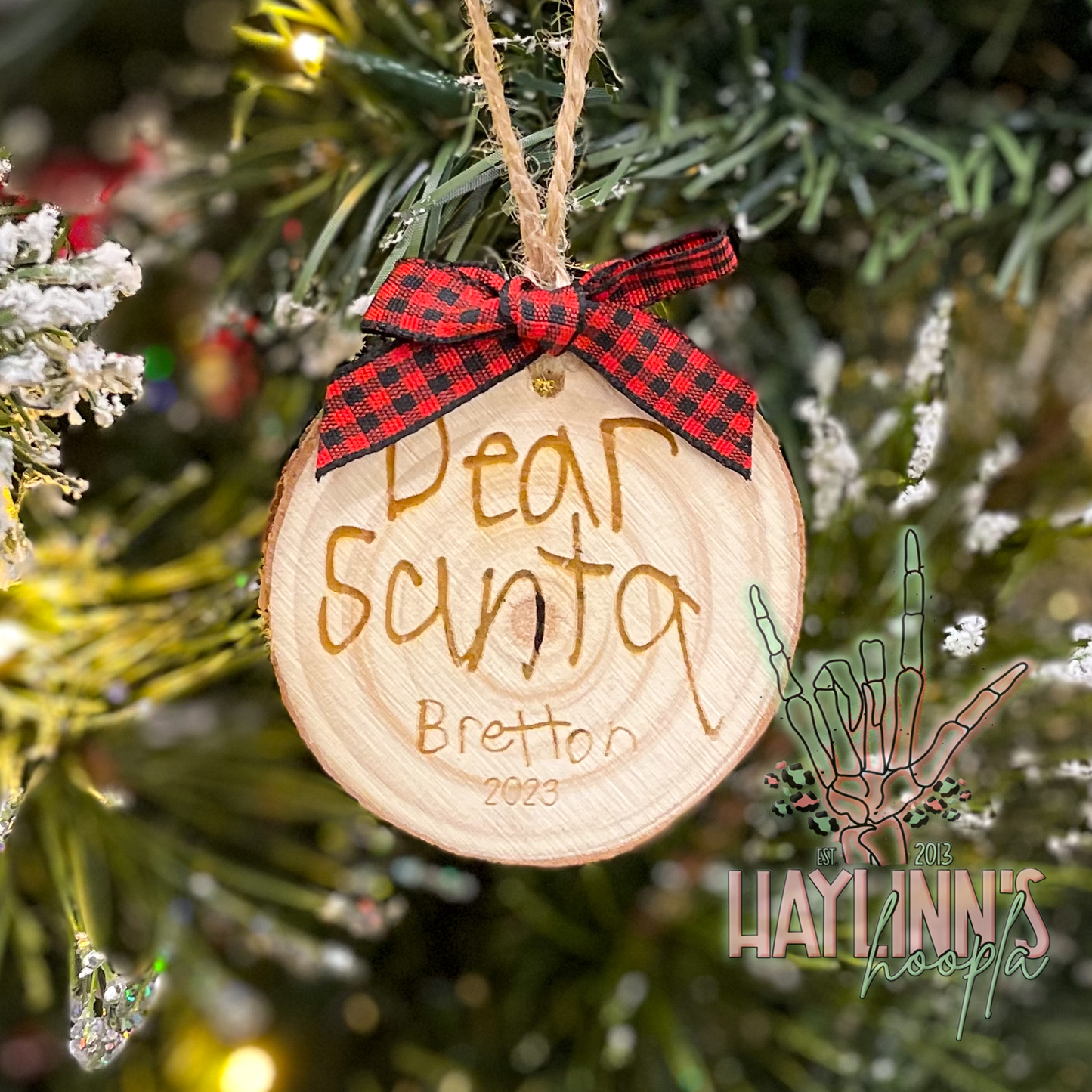 Dear Santa {Your Child's Handwriting} Natural Wood Ornament