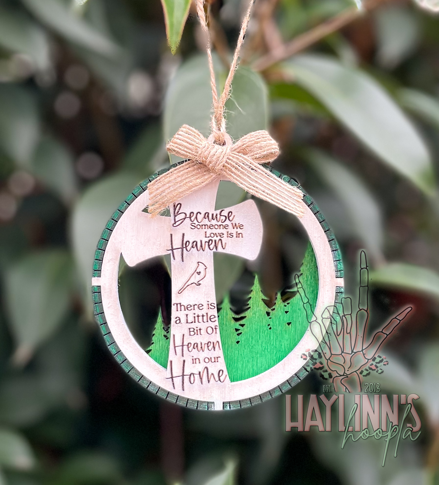 Because Someone We Love is in Heaven {3D LIVING HINGE} Wood Christmas Ornament