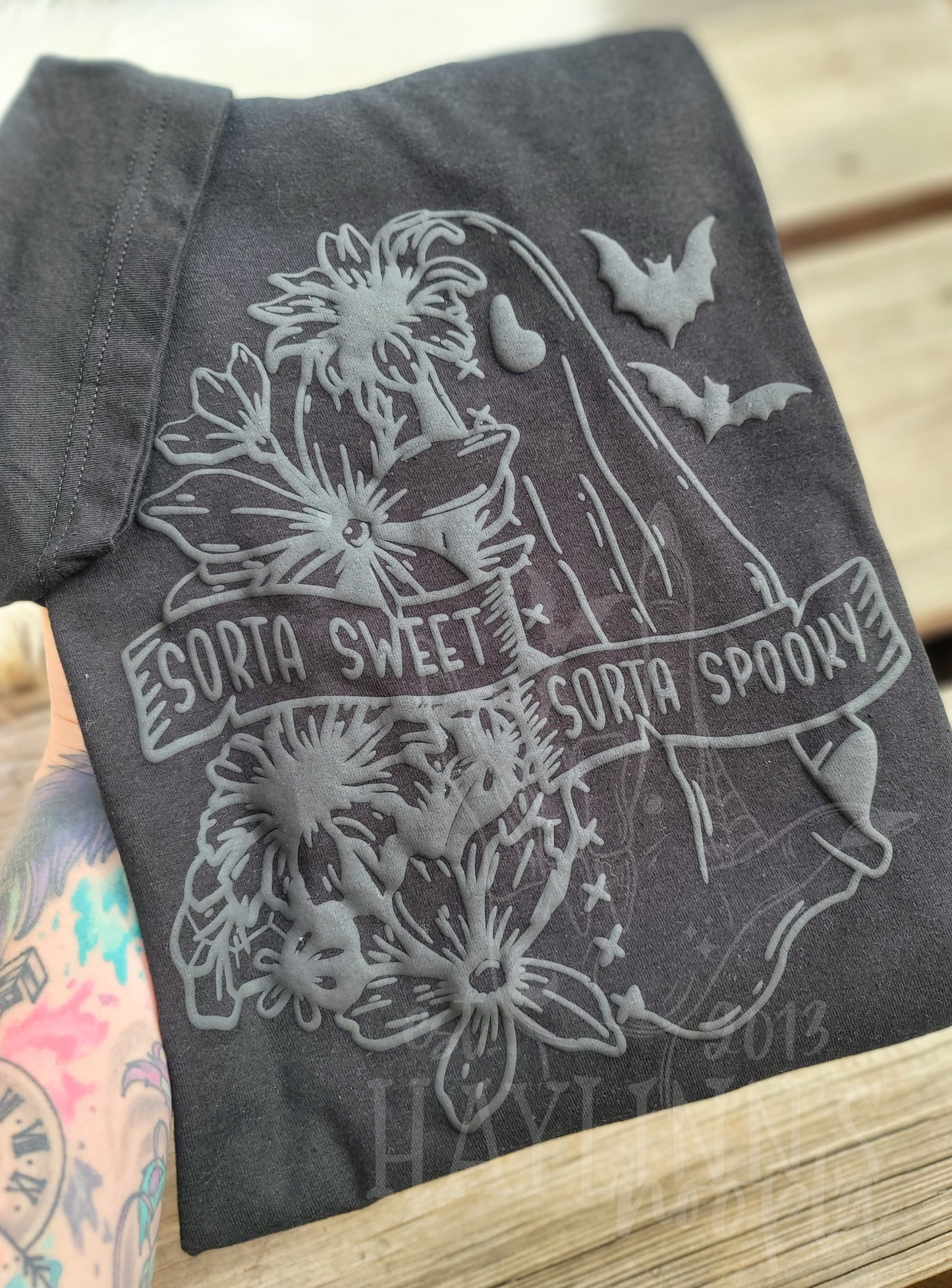 Spooky BLACK {Faux Embossed} Monochrome Tee