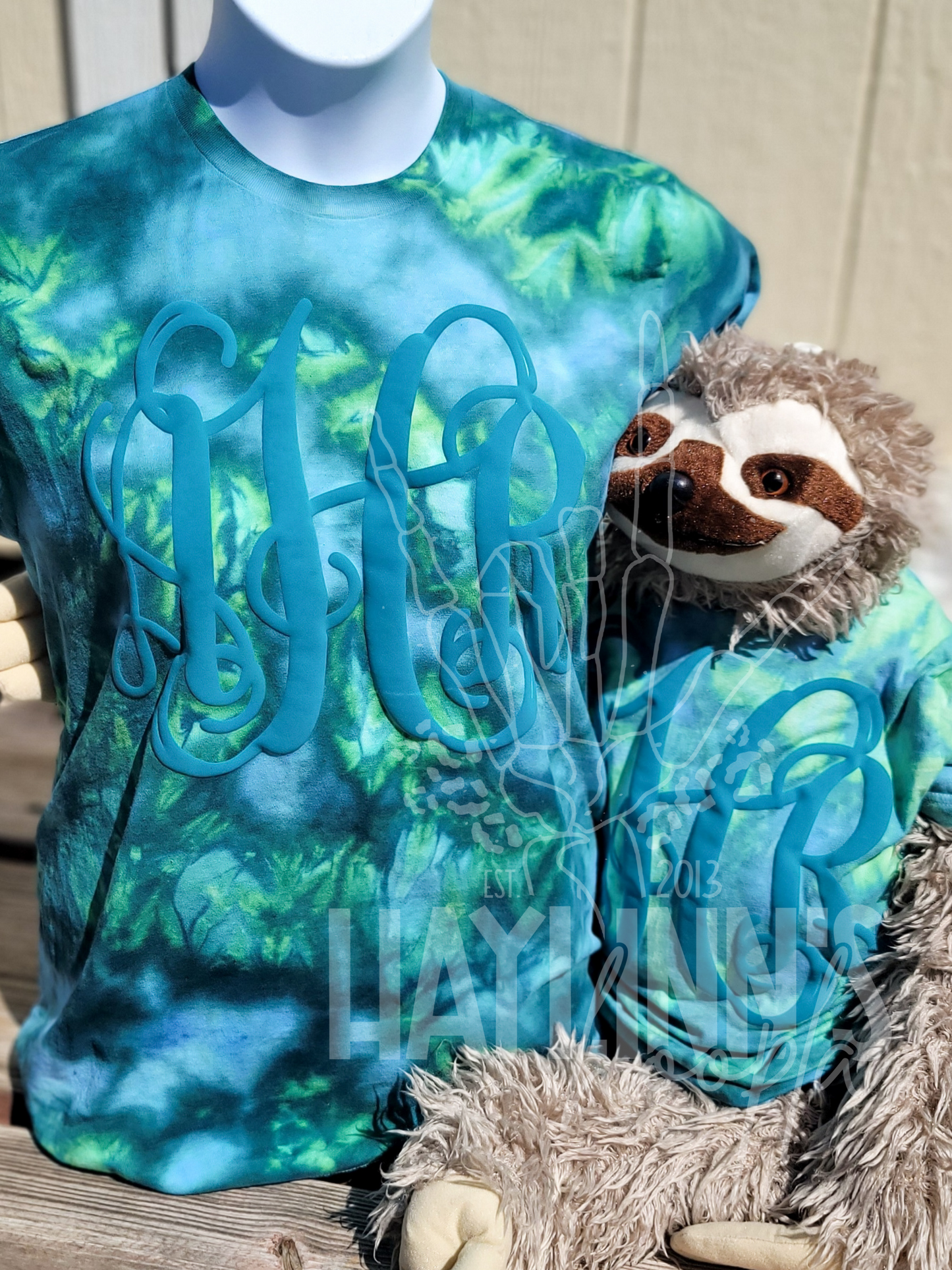 Monogrammed {Faux Embossed} Ice Dyed Tee