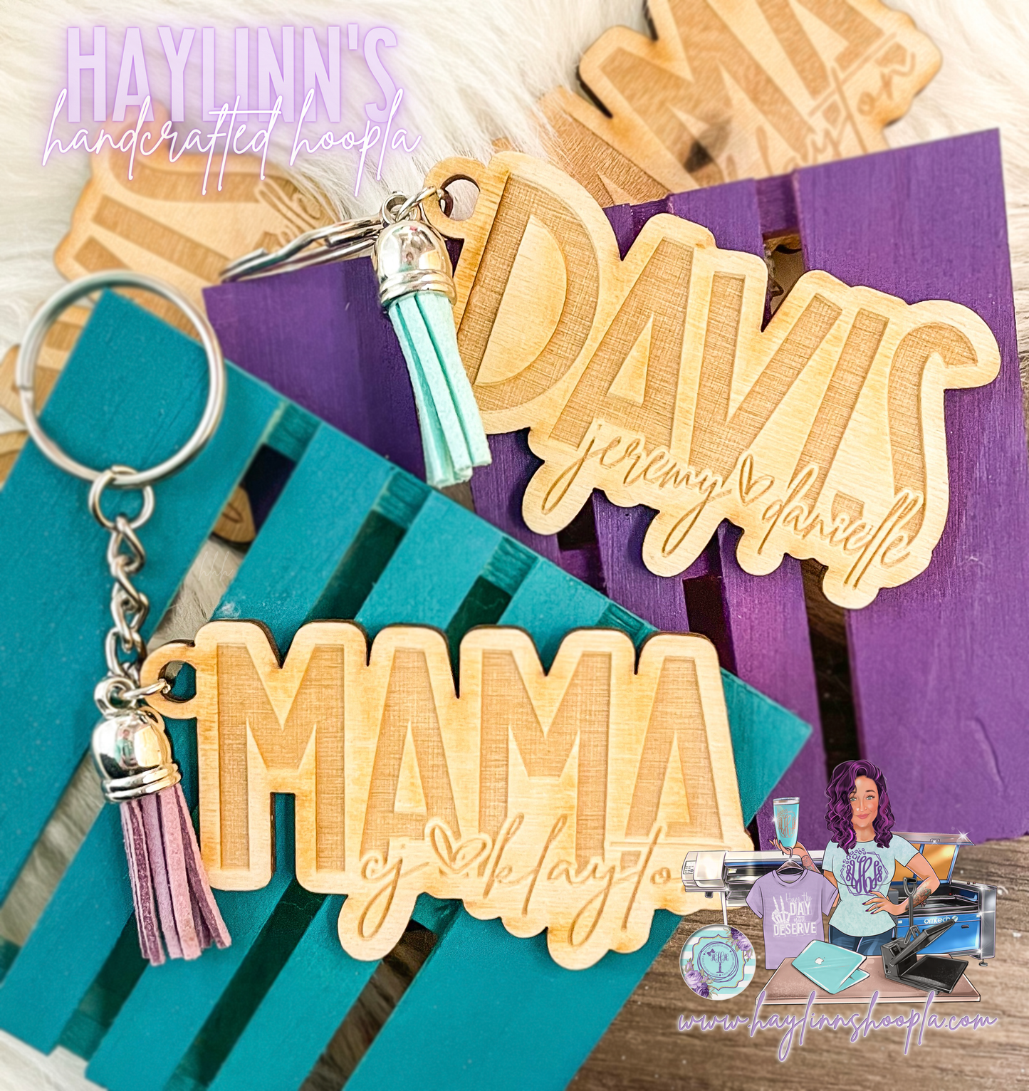 Personalized ENGRAVED Wood Keychains