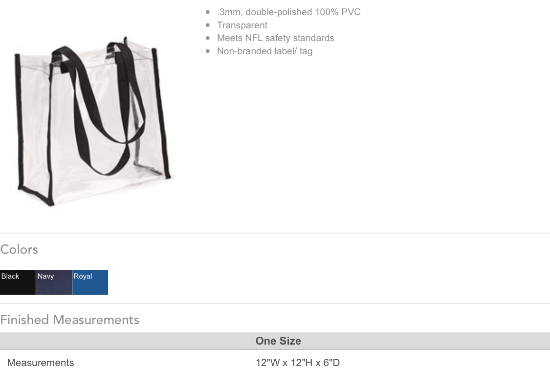 Transparency Complaint Activity Bags
