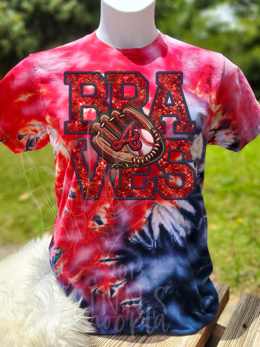 FAUX EMBROIDERED Baseball Glove {Ice Dyed} Tee