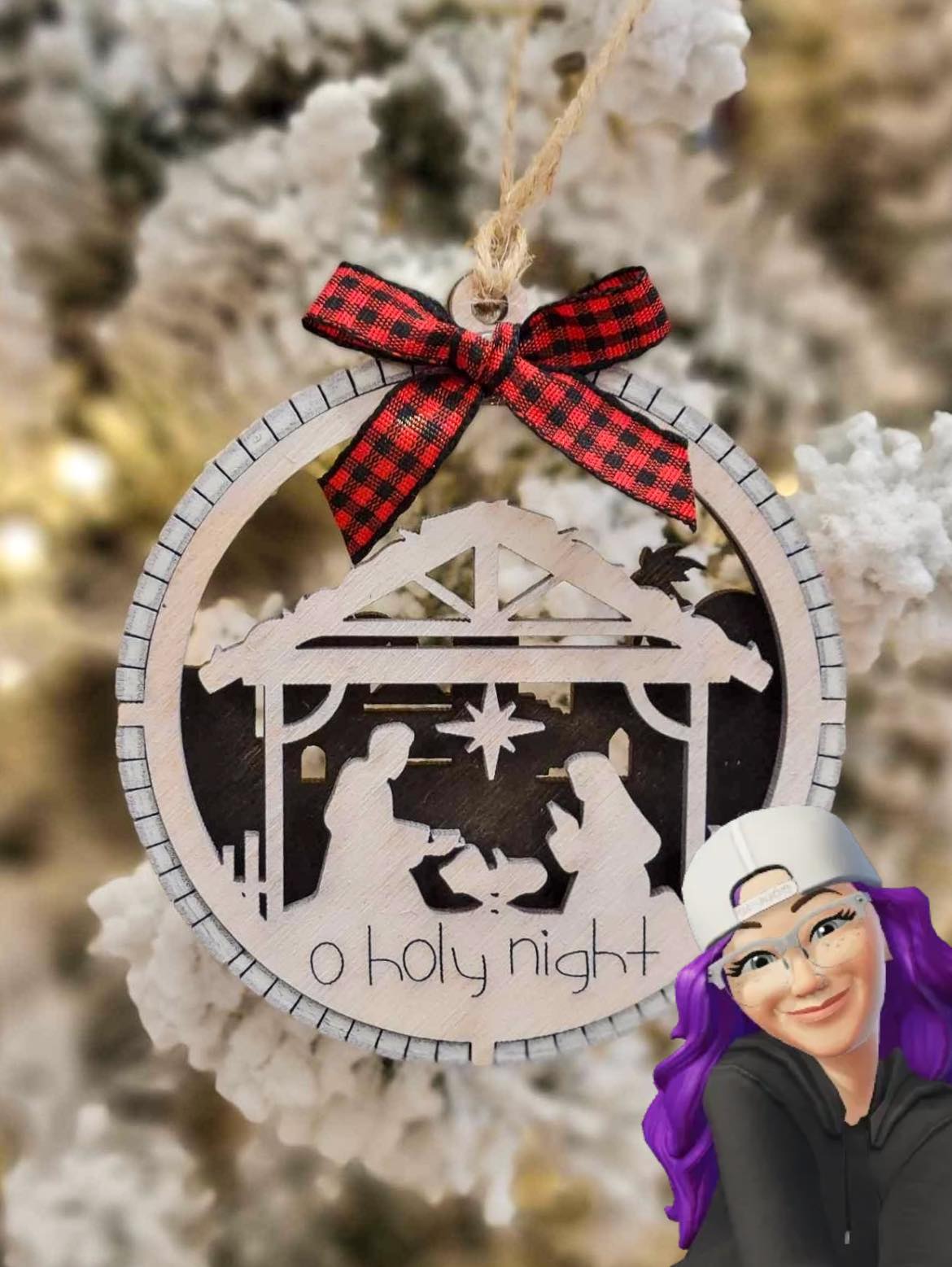 O Holy Night {3D LIVING HINGE} Wood Christmas Ornament