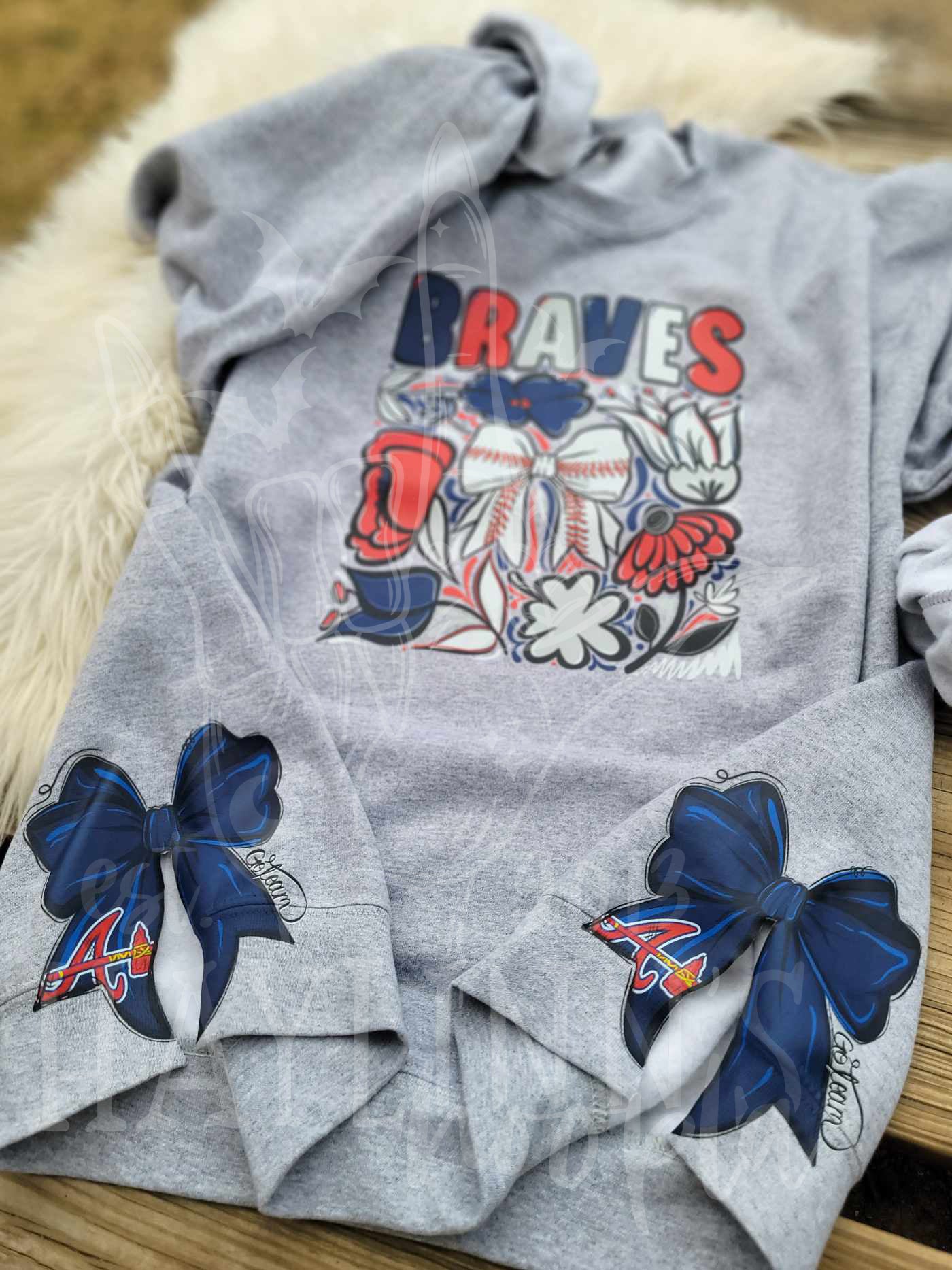 Floral Baseball Doodle [WITH MATCHING SIDE BOWS] Apparel