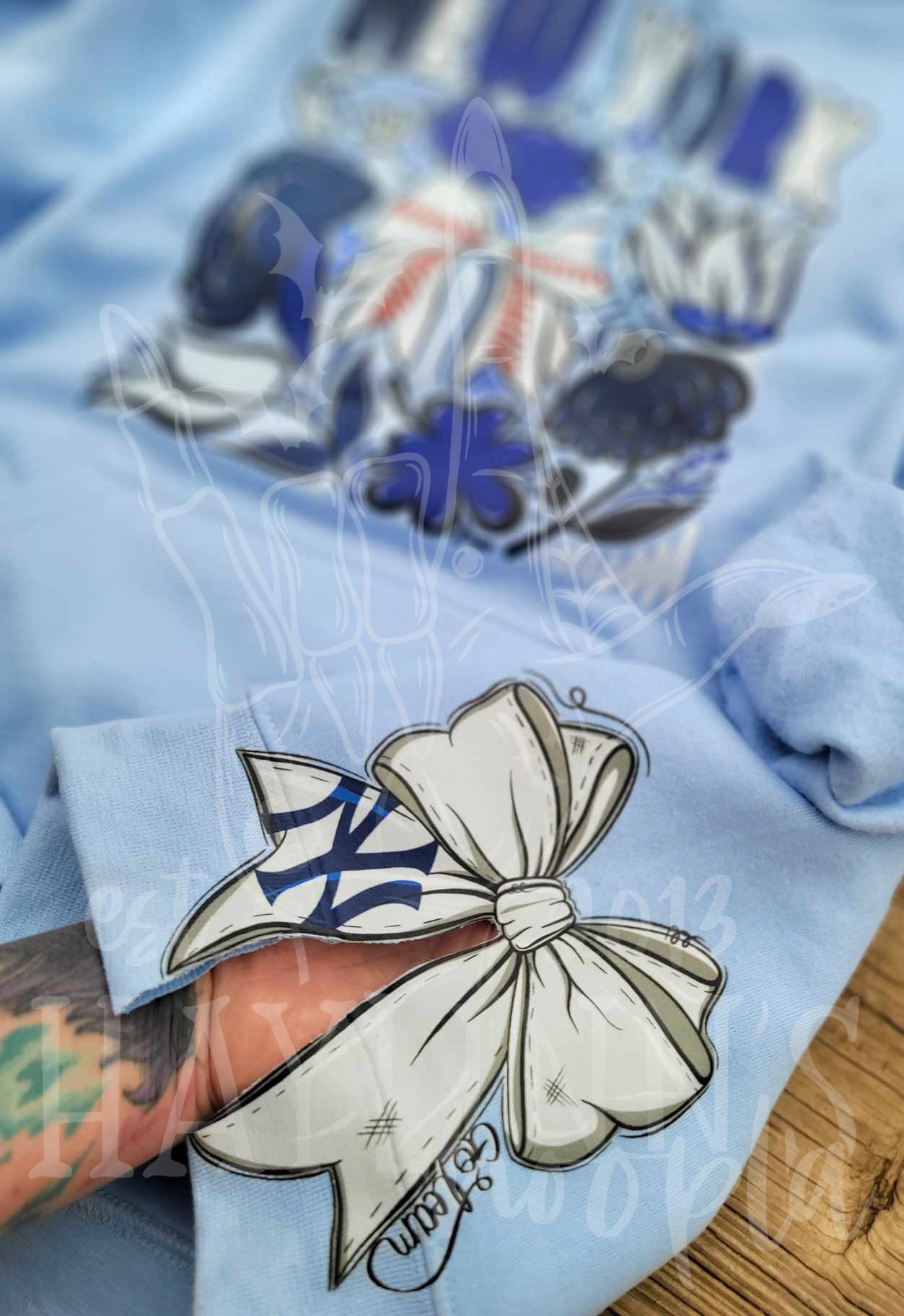 Floral Baseball Doodle [WITH MATCHING SIDE BOWS] Apparel