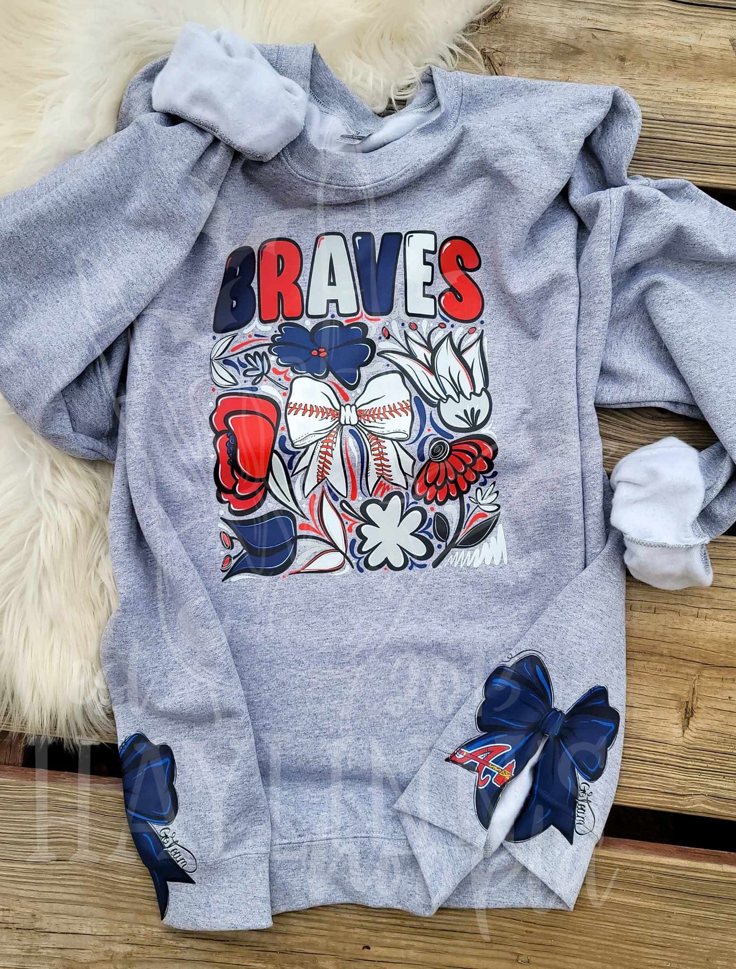 Floral Baseball Doodle [WITH MATCHING SIDE BOWS] Apparel