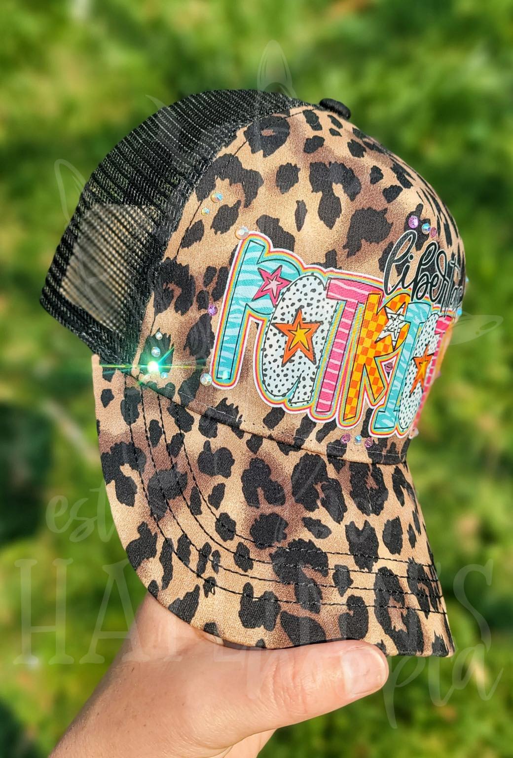 Colorful Mascot [w/ RHINESTONES] Leopard Hat