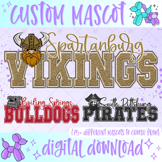 Oversized FAUX CHENILLE [TRENDY Mascot] CUSTOM DIGITAL DESIGN