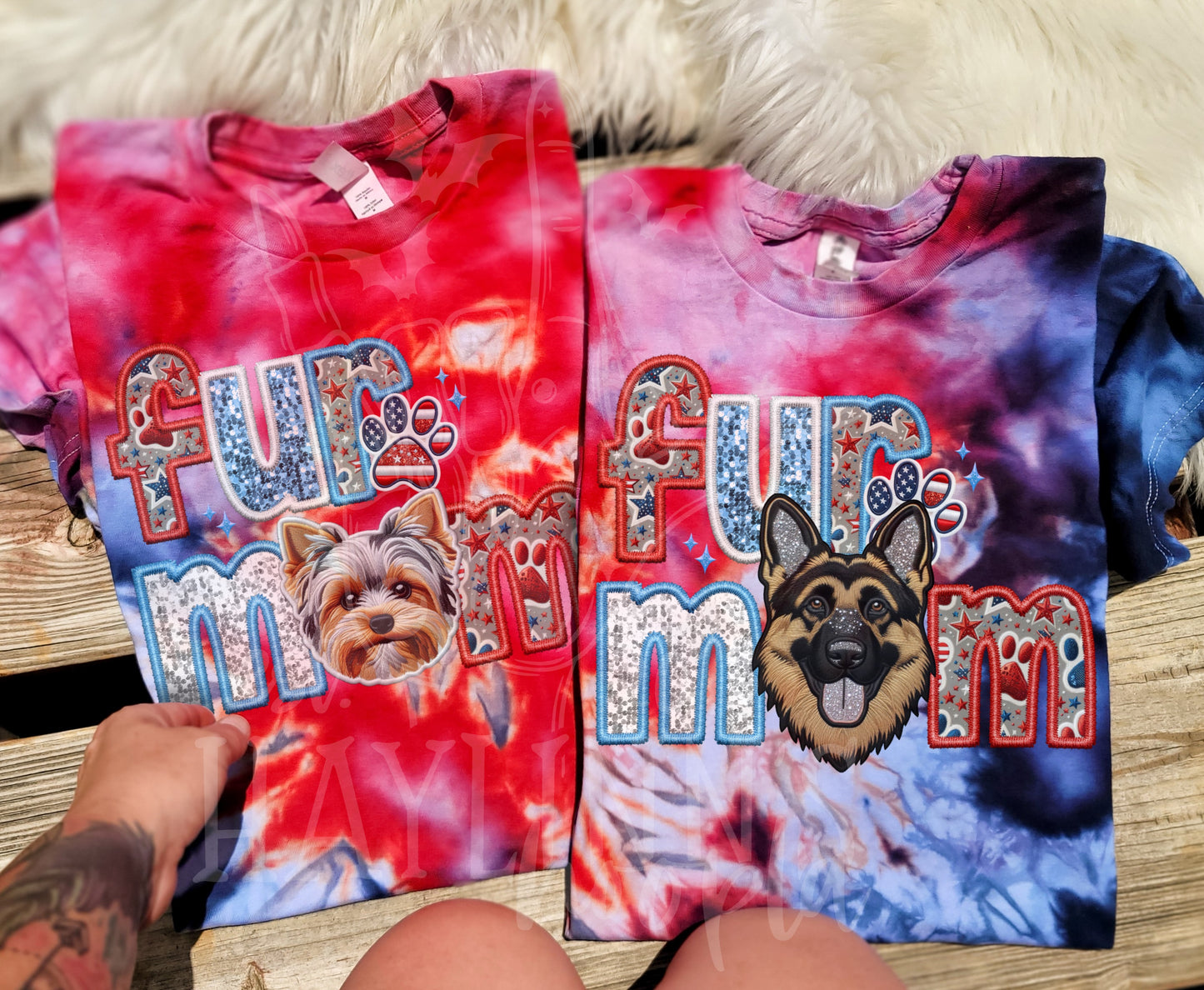 PATRIOTIC Fur Dog Mom {over 100 different options} Tee