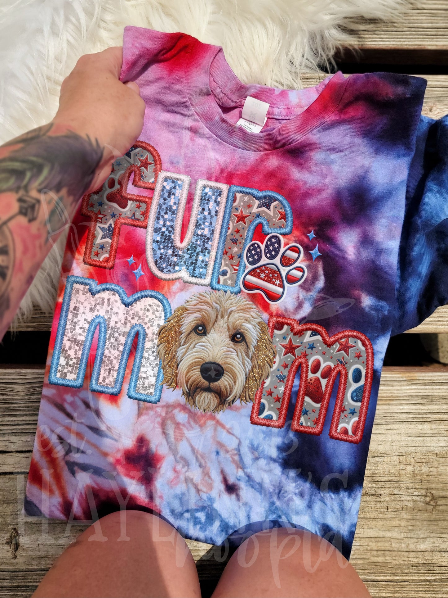 PATRIOTIC Fur Dog Mom {over 100 different options} Tee