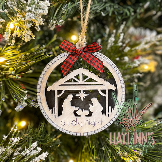 O Holy Night {3D LIVING HINGE} Wood Christmas Ornament