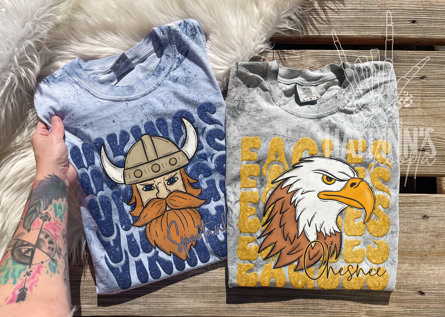 Faux Glitter Stacked Mascot [School Spirit] CUSTOM DIGITAL DESIGN