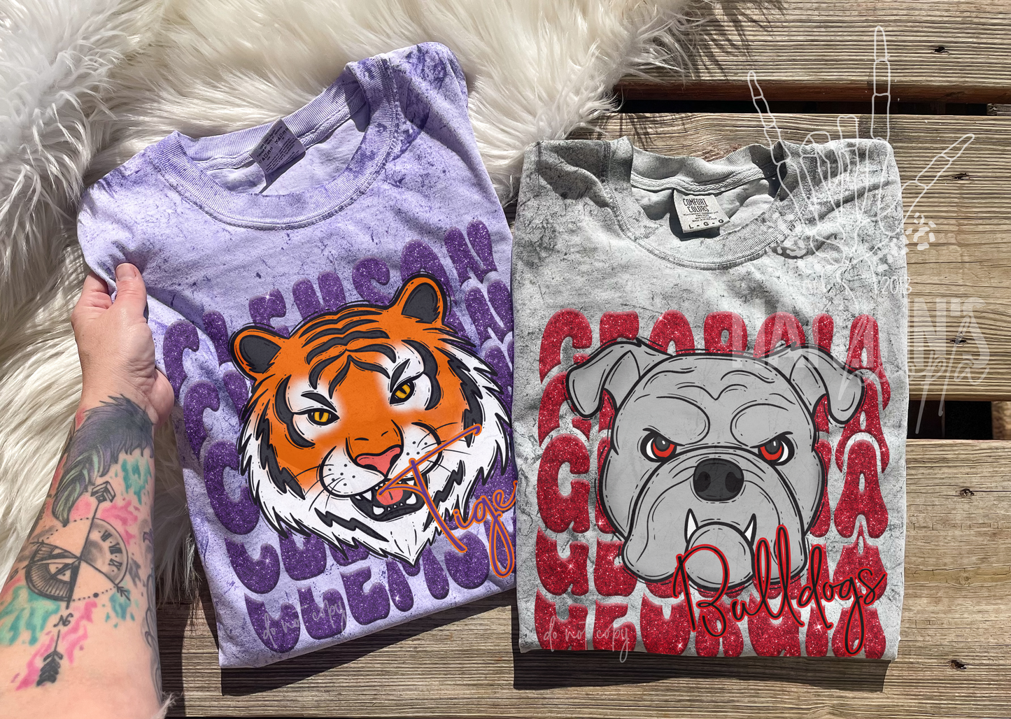 Faux Glitter Stacked Mascot [School Spirit] CUSTOM DIGITAL DESIGN