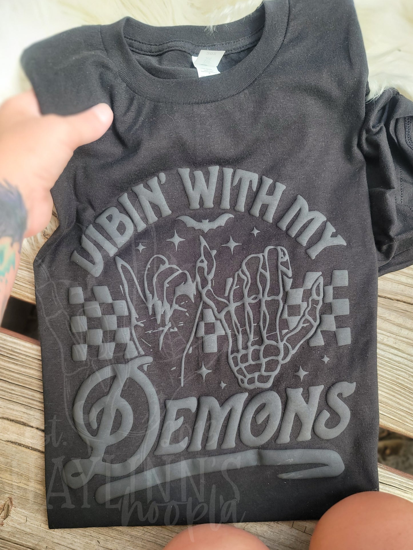 Spooky BLACK {Faux Embossed} Monochrome Tee