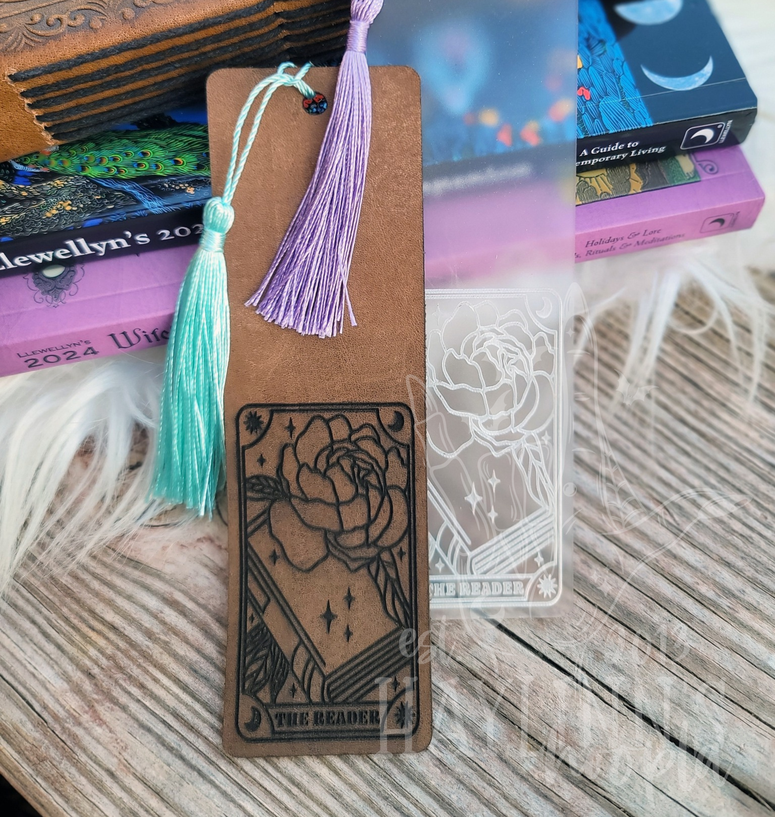 Genuine {top grain} Leather Personalized Bookmark [FIVE DIFFERENT OPTI ...