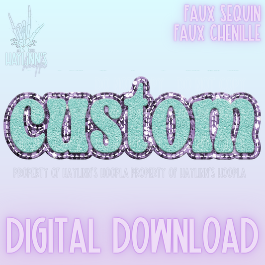 Retro Faux Chenille Mascot Patch CUSTOM DIGITAL DESIGN