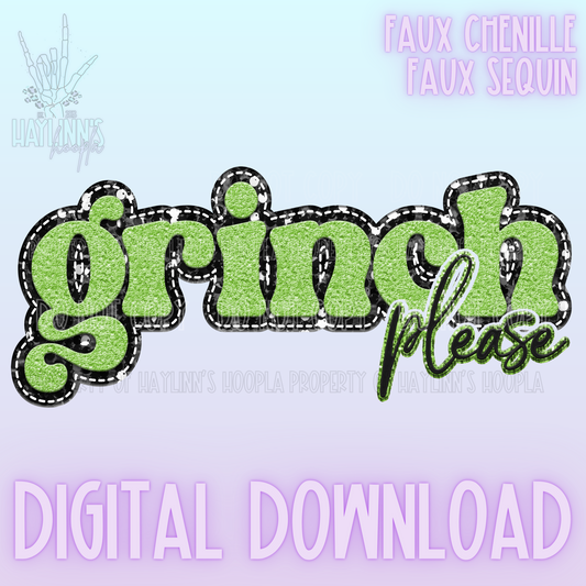 GR*NCH PLEASE {lime/black} Faux Sequin/Chenille DIGITAL DESIGN