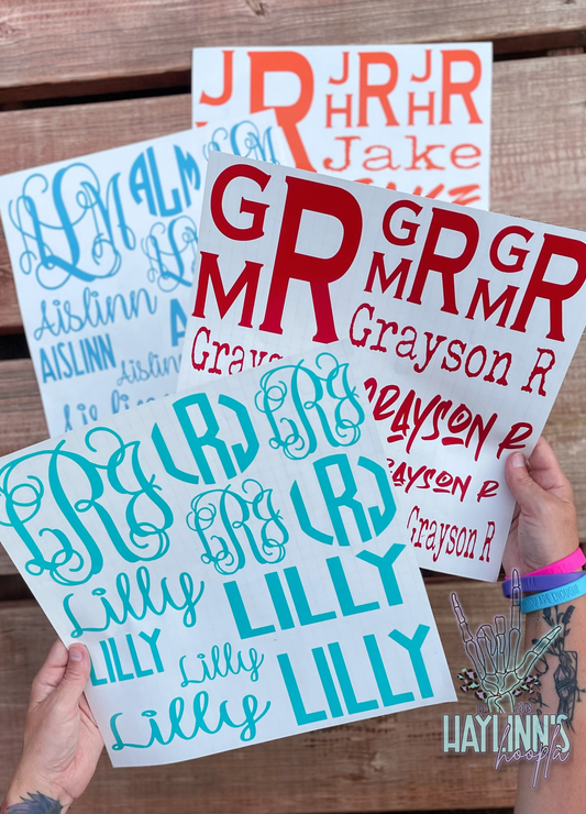 Monogram Madness Vinyl Decal Set