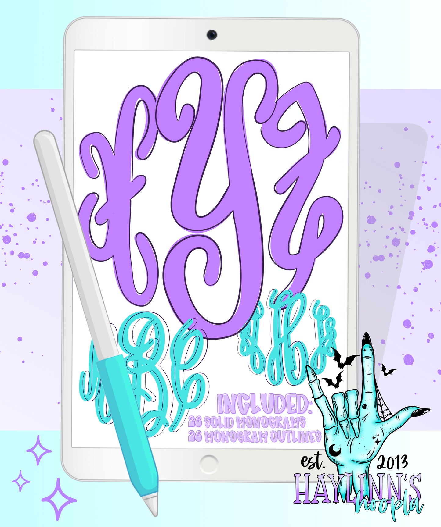 SWIRLED + STACKED [hand doodled] Monogram Set