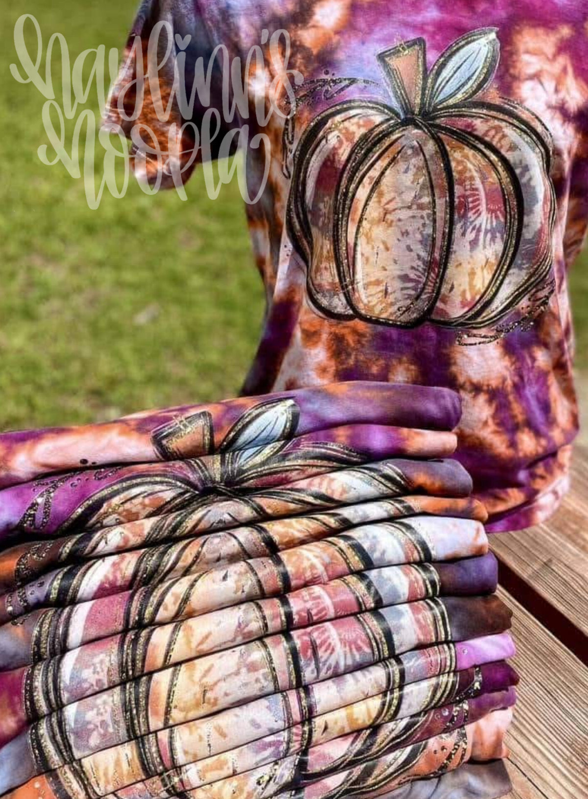 Fall Pumpkin {Ice Dyed} Tee and MATCHING BLANKS