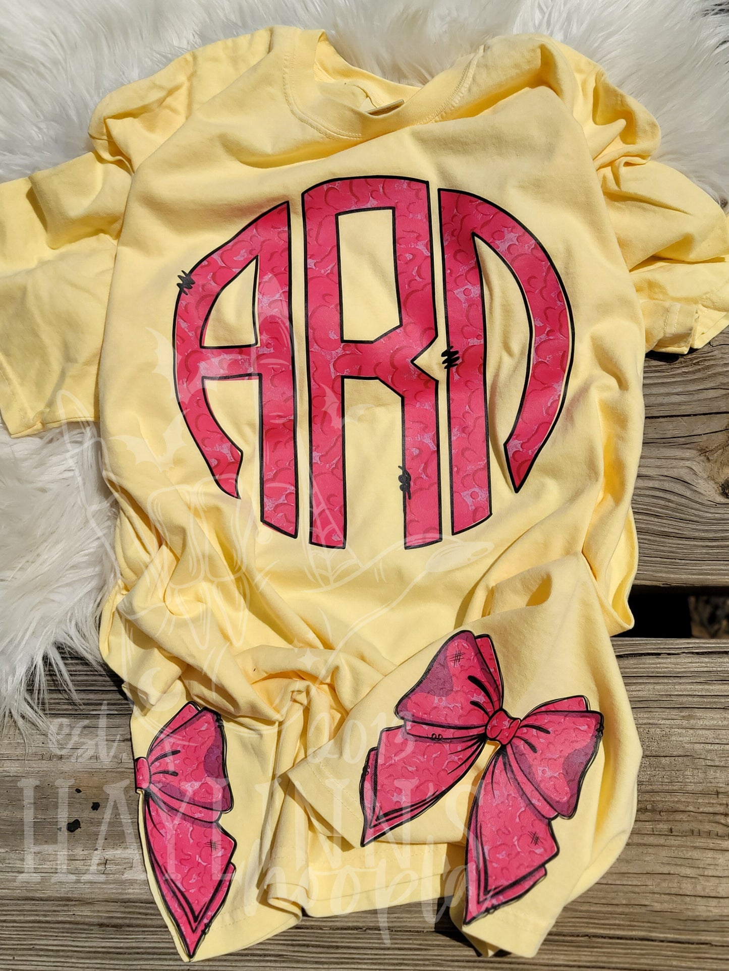 Doodle Monogram [WITH MATCHING SIDE BOWS] Apparel