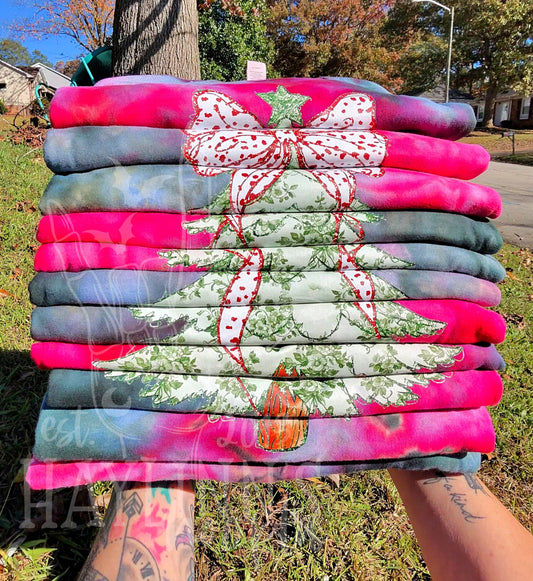 Coquette Christmas Tree {Ice Dyed} Tee and MATCHING BLANKS